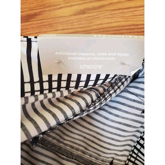 Chico Pants Cropped Women's‎ Size 6 (Chico 0.5) Black White Striped Lightweight - Picture 11 of 16